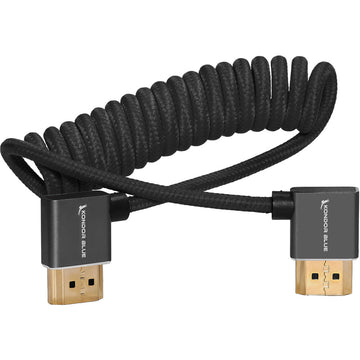 Kondor Blue Coiled Right-Angle High-Speed HDMI Cable (Kondor Blue, 12 to 24") - Copy