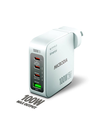 MICRODIA SMARTCube Nano 100W 4 Port GaN Wall Charger - White