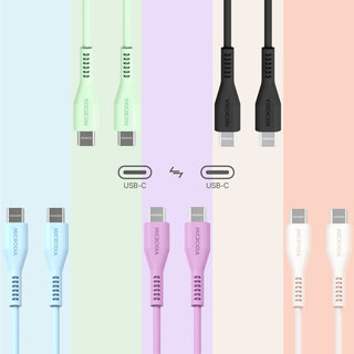 MICRODIA Fruitywire Liquid Silicon PD60W 1.3m USB-C to USB-C Cable - Pearl White