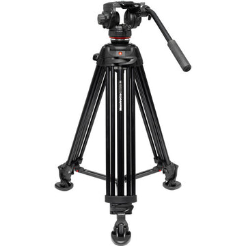 Manfrotto 502X Fluid Video Head & MVTTWINMA Aluminum Tripod with Mid-Level Spreader