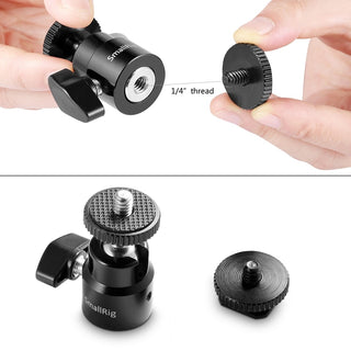 SmallRig 2059 Camera Hot Shoe Mount with 1/4"-20 Screw Ball Head (2-Pack)