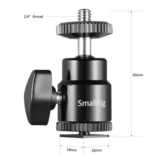 SmallRig 2059 Camera Hot Shoe Mount with 1/4"-20 Screw Ball Head (2-Pack)