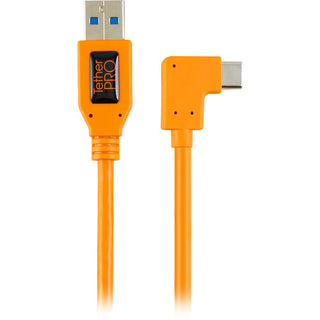 Tether Tools 50cm TetherPro USB 3.0 Type-A to Type-C Right Angle Adapter Cable (High-Visibility Orange)