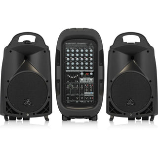 Behringer Europort PPA2000BT 2000W PA System with Two Speakers, Powered Mixer, Klark Teknik FX, Bluetooth Audio, and Mic