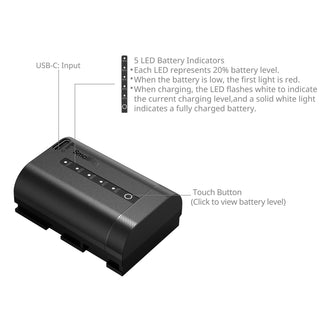 SmallRig 5298 USB-C Camera Battery with Power Display for Canon LP-E6P