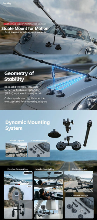 SmallRig 5843 Vehicle Suction Cup Support Kit for Action Cameras 
