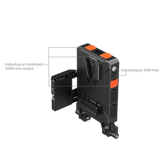 SmallRig 5881 Intelligent Power Management V-Mount Battery Mount Plate with 15mm Dual Rod Clamp 