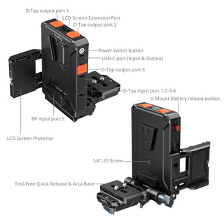 SmallRig 5899 Intelligent Power Management V-Mount Battery Plate Compatible with Arca-Swiss QR Plate 