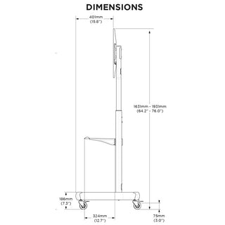 Atdec AD-TVC-75 Mobile AV Cart for TVs and Displays (Max Vesa 800x500, 75kg Payload, 50"-80" Displays)