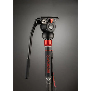 iFootage Cobra 3 C180F-P Carbon Fiber Monopod with Pedal-Release Mini Tripod Base and K5S Fluid Head