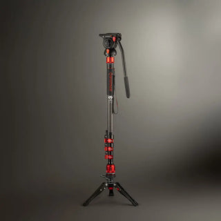 iFootage Cobra 3 C180F-P Carbon Fiber Monopod with Pedal-Release Mini Tripod Base and K5S Fluid Head
