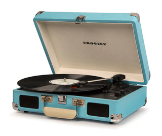 Crosley Cruiser Bluetooth Portable Turntable - Turquoise + Bundled Crosley Record Storage Display Stand Crosley