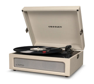 Crosley Voyager Bluetooth Portable Turntable - Dune + Bundled Crosley Record Storage Display Stand Crosley