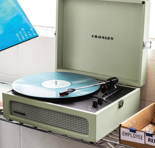 Crosley Voyager Sage - Bluetooth Portable Turntable  & Record Storage Crate Crosley