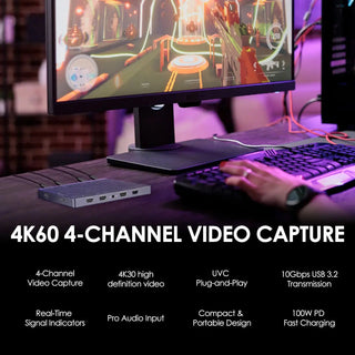 CineTreak CT-4 4K 4-Channel HDMI to USB Capture Device