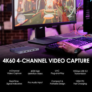 CineTreak CT-4 4K 4-Channel HDMI to USB Capture Device