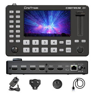 CineTreak CineLive C1 Compact 4-Channel HDMI Streaming Video Switcher with 5" Display