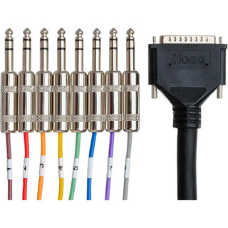 Hosa Technology DTP-803 Male DB-25 to 8 Stereo Male 1/4" Phone Snake Cable (3m)