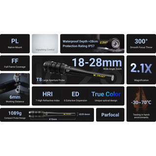 DZOFilm X-Tract 18-28mm T8 FF Probe Zoom (0, 90 & 360°, ARRI PL)