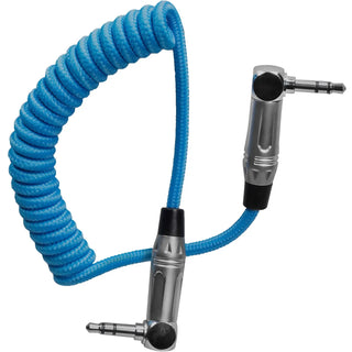 Kondor Blue Coiled 3.5mm Right-Angle TRS Stereo Audio Cable (30 to 60cm)