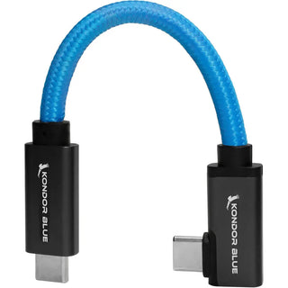 Kondor Blue USB-C 3.2 Gen 2 Straight to Right-Angle Cable (12.5cm, Kondor Blue)