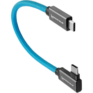 Kondor Blue USB-C 3.2 Gen 2 Straight to Right-Angle Cable (30.5cm, Blue)