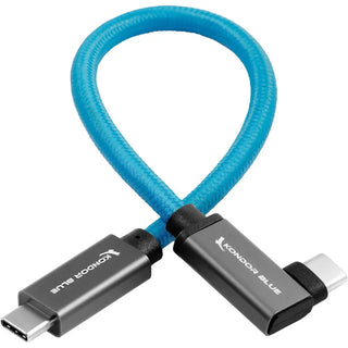 Kondor Blue USB-C 3.2 Gen 2 Straight to Right-Angle Cable (30.5cm, Blue)
