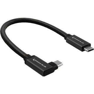 Kondor Blue USB-C 3.2 Gen 2 Straight to Right-Angle Cable (21.5cm, Raven Black)