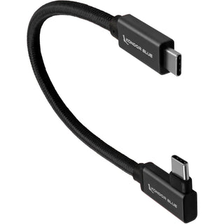 Kondor Blue USB-C 3.2 Gen 2 Straight to Right-Angle Cable (21.5cm, Raven Black)