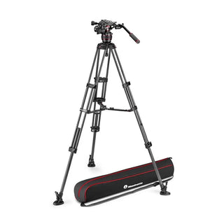 Manfrotto 608 Nitrotech Fluid Head & Aluminum Twin Leg Tripod with Mid-Spreader Kit