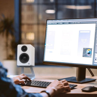 Kanto SE2W Elevated Desktop Speaker Stands for Small Speakers - Pair, White Kanto