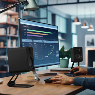 Kanto SE4 Elevated Desktop Speaker Stands for Midsize Speakers - Pair, Black Kanto