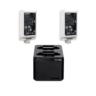Shure SBC203 Dual-Docking Recharging Station + 2x SB903 Rechargeable Battery for SLX-D Transmitter Set