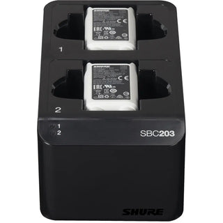 Shure SBC203 Dual-Docking Recharging Station + 2x SB903 Rechargeable Battery for SLX-D Transmitter Set