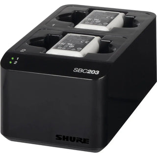 Shure SBC203 Dual-Docking Recharging Station + 2x SB903 Rechargeable Battery for SLX-D Transmitter Set