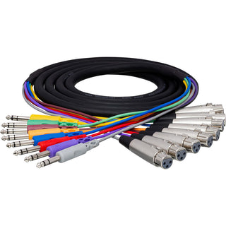 Hosa Eight Channel Audio Recording Snake: XLR Female to Balanced 1/4" -3m