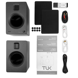 Kanto TUK 260W Powered Bookshelf Speakers with Headphone Out, USB Input, Dedicated Phono Pre-amp, Bluetooth - Pair, Matte Black Kanto