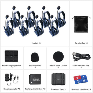 Synco Xtalk Master Intercom System with 8 Single-Ear Headsets