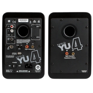 Kanto YU4 140W Powered Bookshelf Speakers with Bluetooth and Phono Preamp - Pair, Matte Black Kanto