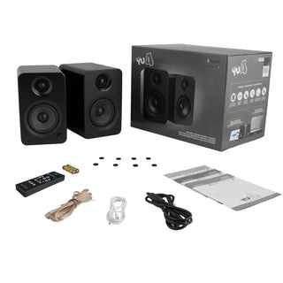 Kanto YU4 140W Powered Bookshelf Speakers with Bluetooth and Phono Preamp - Pair, Matte Black Kanto