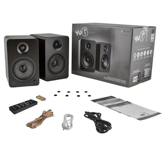 Kanto YU6 200W Powered Bookshelf Speakers with Bluetooth and Phono Preamp - Pair, Matte Black Kanto