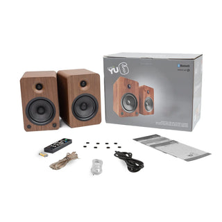 Kanto YU6 200W Powered Bookshelf Speakers with Bluetooth and Phono Preamp - Pair, Walnut Kanto