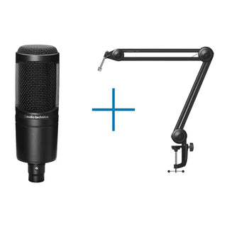 Audio-Technica AT2020 Cardioid Condenser Microphone + AT8700 Boom Arm Bundle