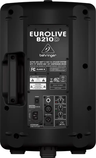 Behringer B210D Eurolive Active 200-Watt 2-Way 10" PA Speaker in Black