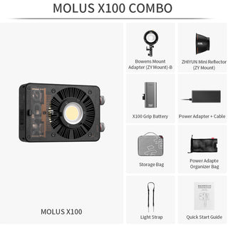 Zhiyun MOLUS X100 Bi-Colour Pocket COB Monolight (Combo Kit)