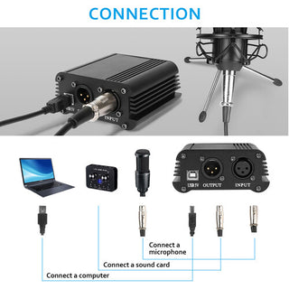 Rockn 48V Phantom Power Supply with USB Cable Adapter and XLR Cable