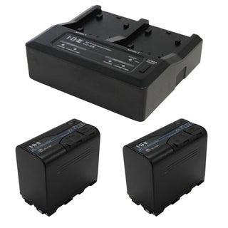 IDX LC-2A Two-Channel Charger for 7.4V Canon, Panasonic & Sony Batteries with 2x SL-F70 L-Series NP-F Lithium-Ion Batteries Bundle