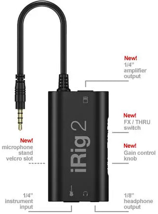 IK Multimedia iRig 2 Guitar Interface for iPhone, iPad, and iPod Touch