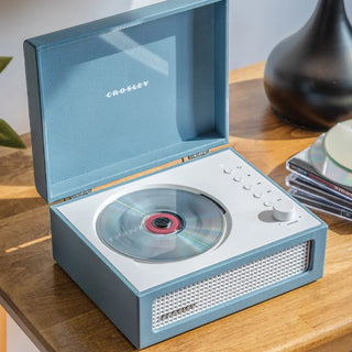Crosley Voyager Portable Retro CD Player with Stereo Bluetooth Speakers, FM Radio - Washed Blue Crosley