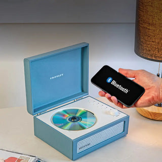 Crosley Voyager Portable Retro CD Player with Stereo Bluetooth Speakers, FM Radio - Washed Blue Crosley